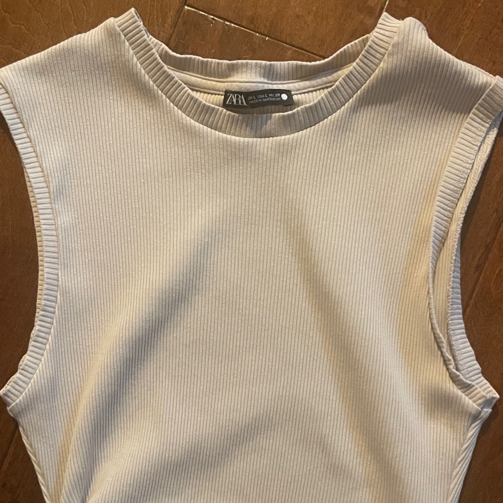 Zara Cream Ribbed Dress